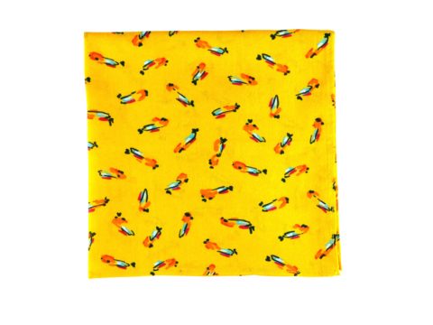 pochette de veste jaune à motif oiseaux perroquets