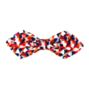 noeud papillon bleu blanc rouge à motif confettis Liberty, choix de nouage et de forme, ici POINTUE